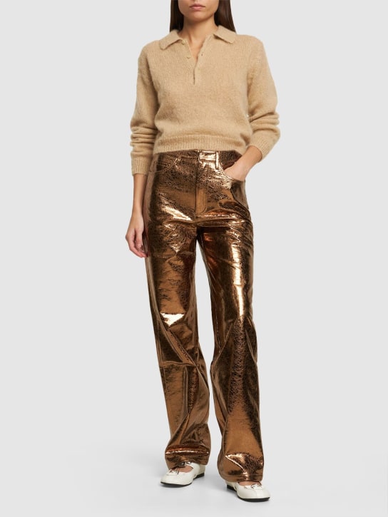 Rotate: Textured tech high rise pants - Brown - women_1 | Luisa Via Roma