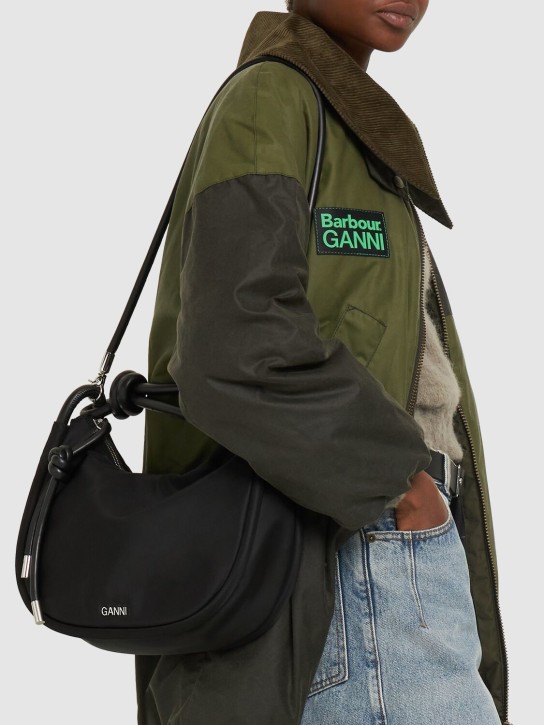 GANNI: Knot recycled tech shoulder bag - Black - women_1 | Luisa Via Roma
