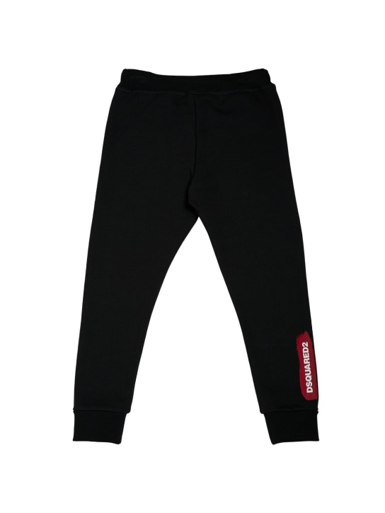 Dsquared2: Pantalones deportivos de algodón estampados - Negro - kids-boys_0 | Luisa Via Roma