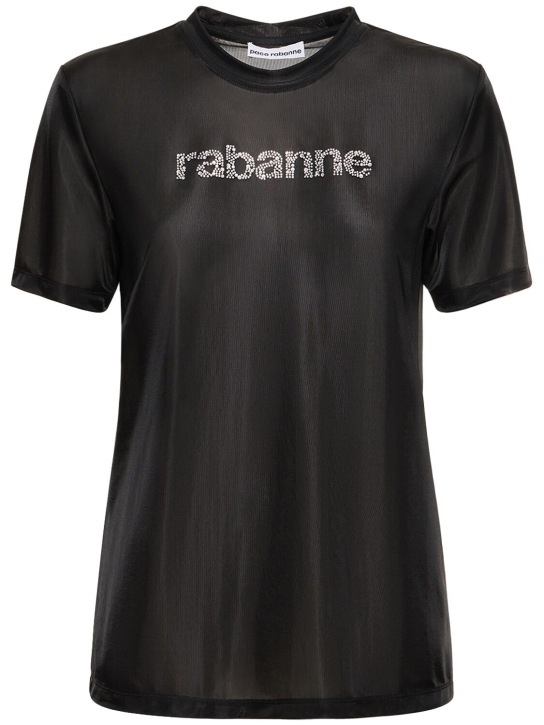 Rabanne: Camiseta de jersey - Negro - women_0 | Luisa Via Roma