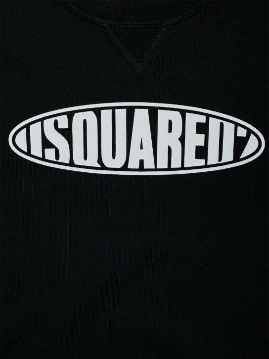 Dsquared2: Logo印花棉质卫衣 - 黑色 - kids-boys_1 | Luisa Via Roma