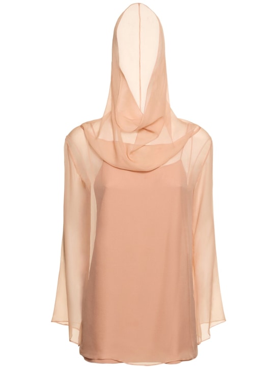 Alberta Ferretti: Draped silk chiffon shirt - Light Pink - women_0 | Luisa Via Roma