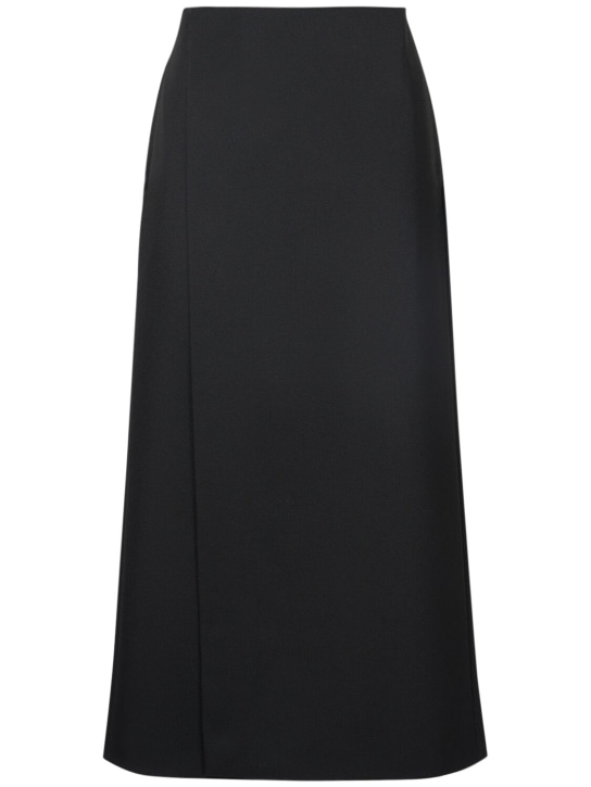 The Row: Kavi wool crepe midi skirt - Black - women_0 | Luisa Via Roma