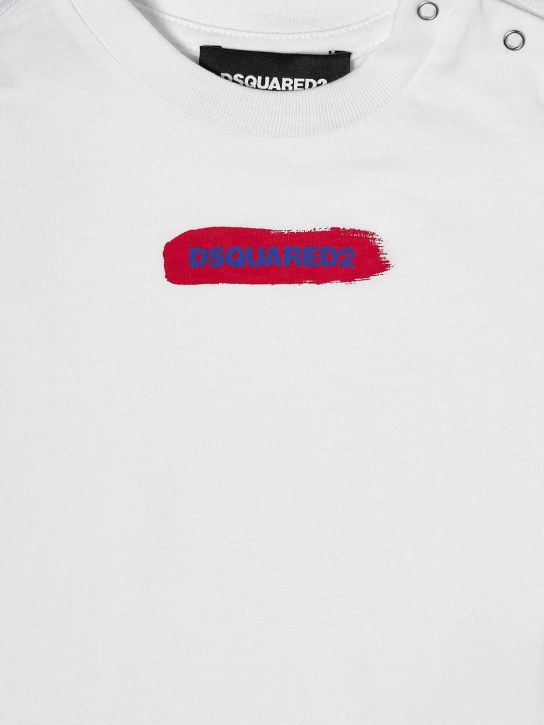 Dsquared2: Bedrucktes T-Shirt aus Baumwolljersey - Weiß - kids-girls_1 | Luisa Via Roma
