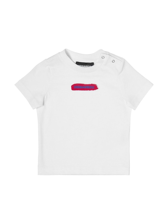 Dsquared2: T-shirt en jersey de coton imprimé - Blanc - kids-girls_0 | Luisa Via Roma