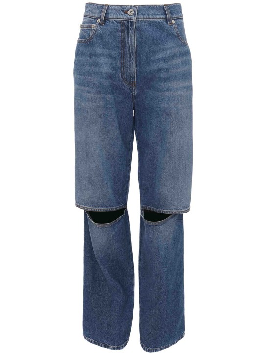 JW Anderson: Cut-out-knee denim bootcut jeans - Light Blue - women_0 | Luisa Via Roma