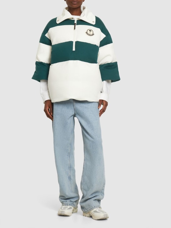 Moncler Genius: Moncler x Palm Angels jersey down jacket - Yeşil/Beyaz - women_1 | Luisa Via Roma