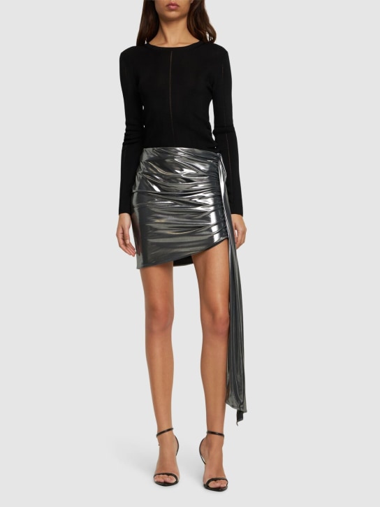 Magda Butrym: Draped metallic jersey mini skirt - Silver - women_1 | Luisa Via Roma