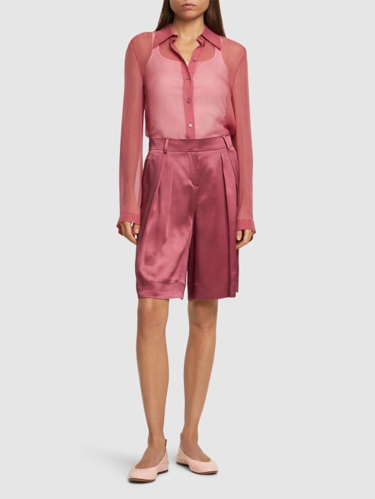 Alberta Ferretti: Draped chiffon organza shirt - Dark Pink - women_1 | Luisa Via Roma