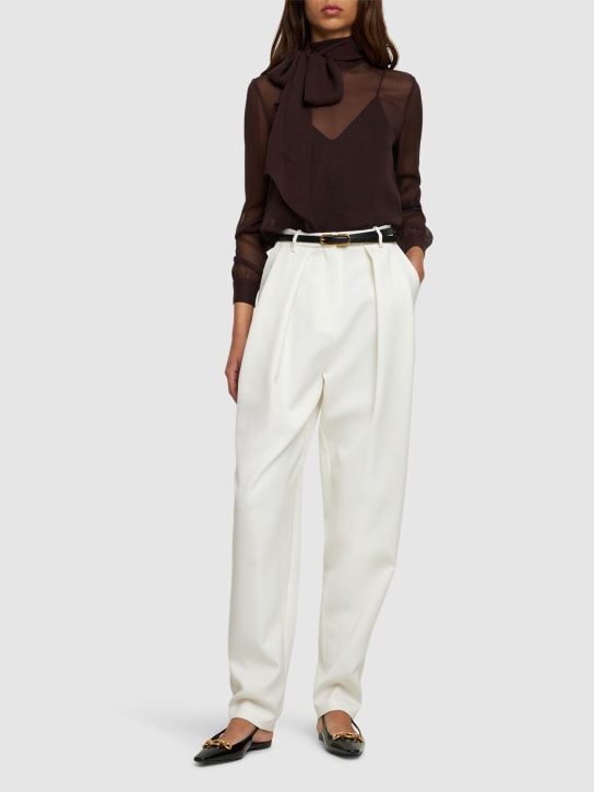 Magda Butrym: Wool & silk straight leg pants - Ivory - women_1 | Luisa Via Roma