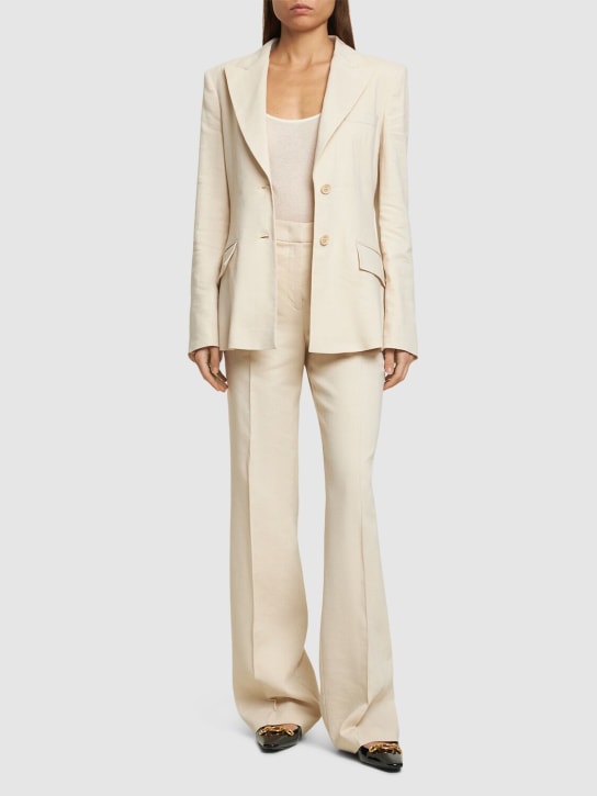 Alberta Ferretti: Viscose & linen stretch twill jacket - Ivory - women_1 | Luisa Via Roma