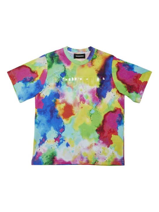 Dsquared2: T-shirt in jersey di cotone tie dye - Multicolore - kids-girls_0 | Luisa Via Roma