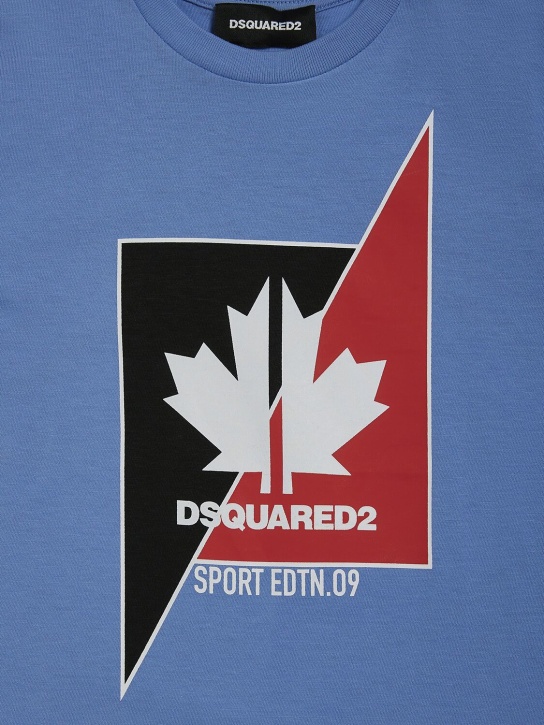 Dsquared2: Cotton jersey t-shirt w/ logo - Light Blue - kids-boys_1 | Luisa Via Roma