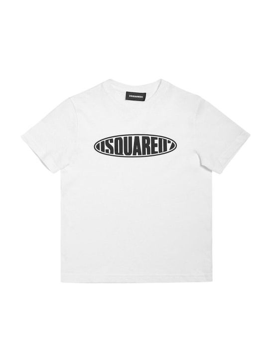 Dsquared2: T-Shirt aus Baumwolljersey mit Logodruck - Weiß - kids-boys_0 | Luisa Via Roma