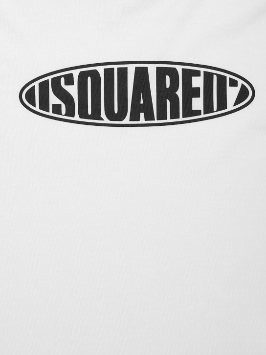 Dsquared2: T-shirt en jersey de coton à imprimé logo - Blanc - kids-girls_1 | Luisa Via Roma