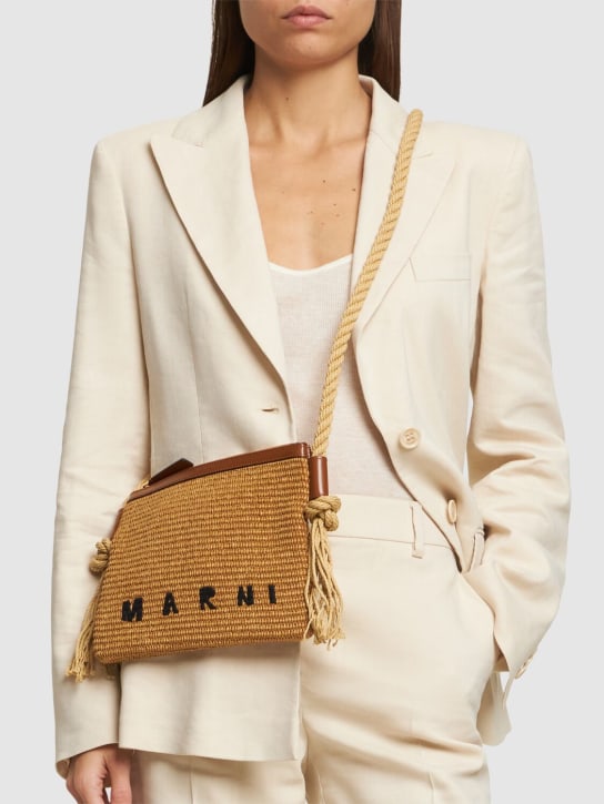 Marni: Marcel raffia effect zip crossbody bag - women_1 | Luisa Via Roma