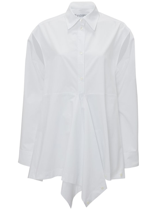 JW Anderson: Cotton poplin peplum drape shirt - White - women_0 | Luisa Via Roma