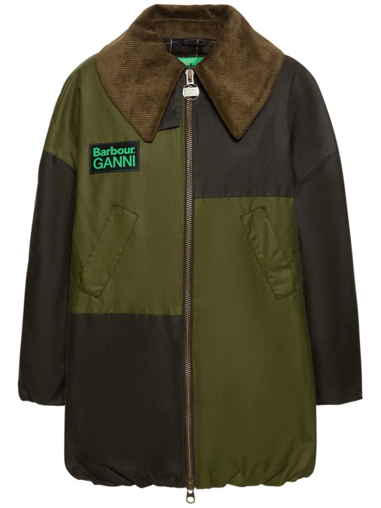 BARBOUR: Barbour x Ganni cotton bomber jacket - Green - women_0 | Luisa Via Roma