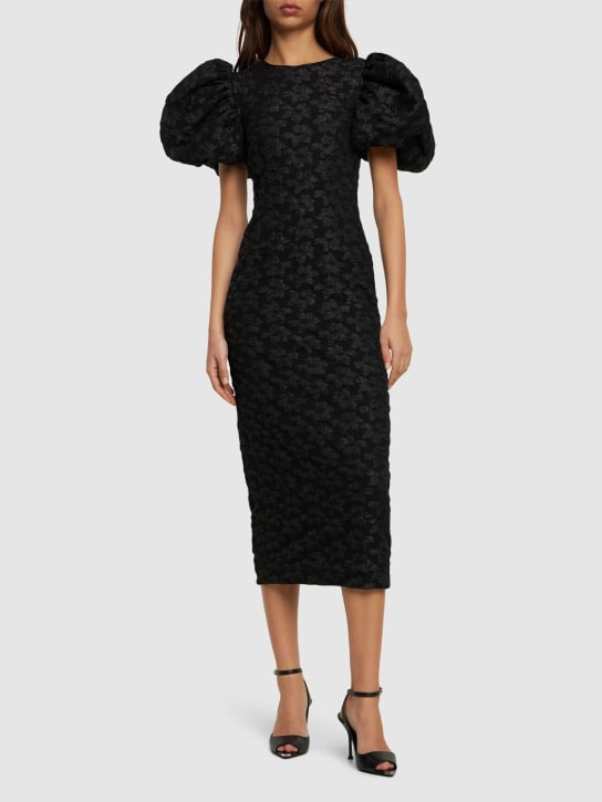 Rotate: 3D Jacquard midi dress - Black - women_1 | Luisa Via Roma