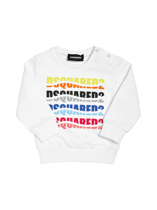 Dsquared2: Logo print cotton sweatshirt - White - kids-girls_0 | Luisa Via Roma