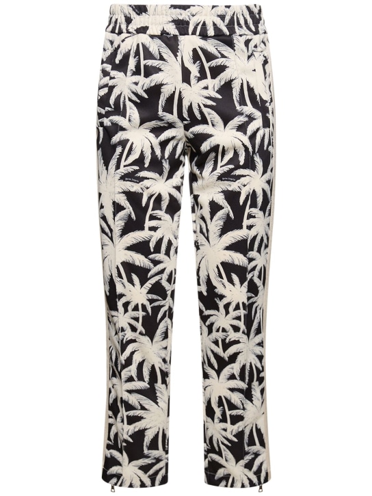 Palm Angels: 棕榈树印花科技织物运动裤 - 黑色/白色 - men_0 | Luisa Via Roma