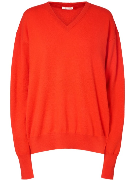 The Row: Gracy cashmere knit V-neck sweater - Red - women_0 | Luisa Via Roma