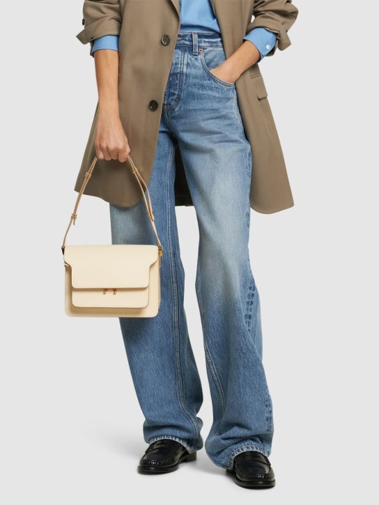 Marni: Medium Trunk Saffiano leather bag - Talc - women_1 | Luisa Via Roma