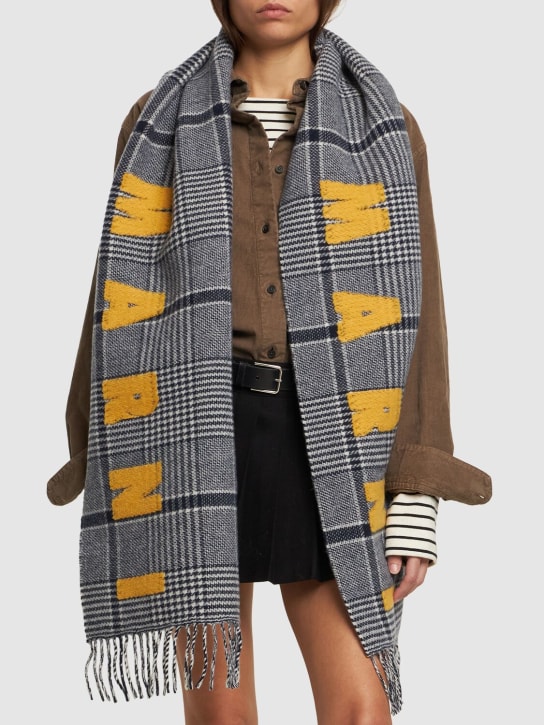 Marni: Écharpe en laine prince-de-galles à logo - Blumarine - women_1 | Luisa Via Roma