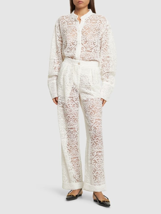 Interior: The Gertrude cotton blend lace pants - Ivory - women_1 | Luisa Via Roma
