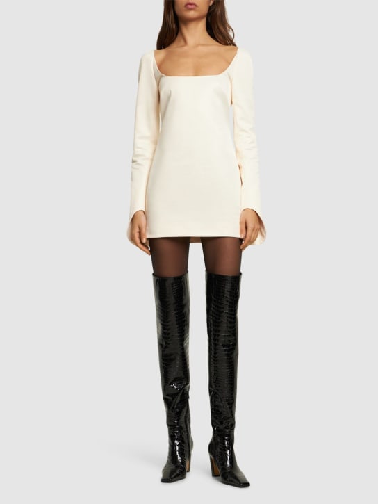 Khaite: Tate long sleeved crepe mini dress - women_1 | Luisa Via Roma