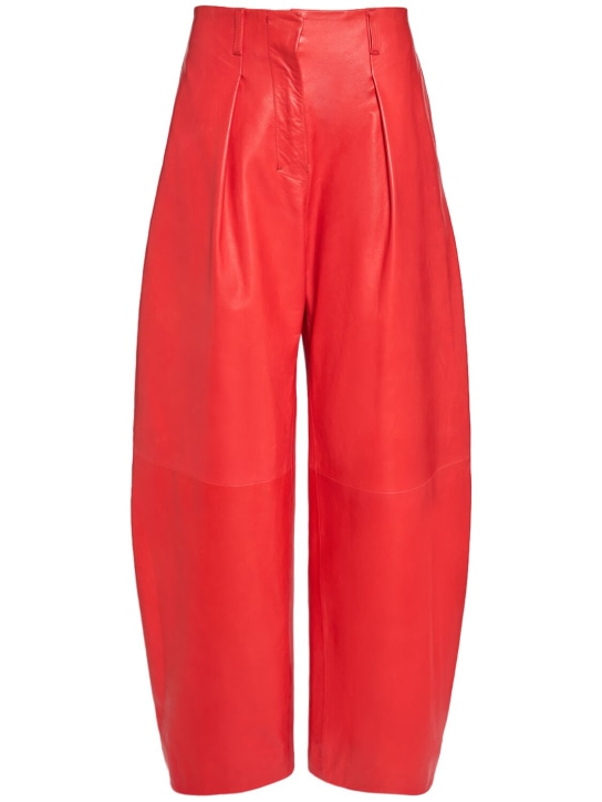 Jacquemus: Lederhose „Le Pantalon Ovalo Cuir“ - Rot - women_0 | Luisa Via Roma