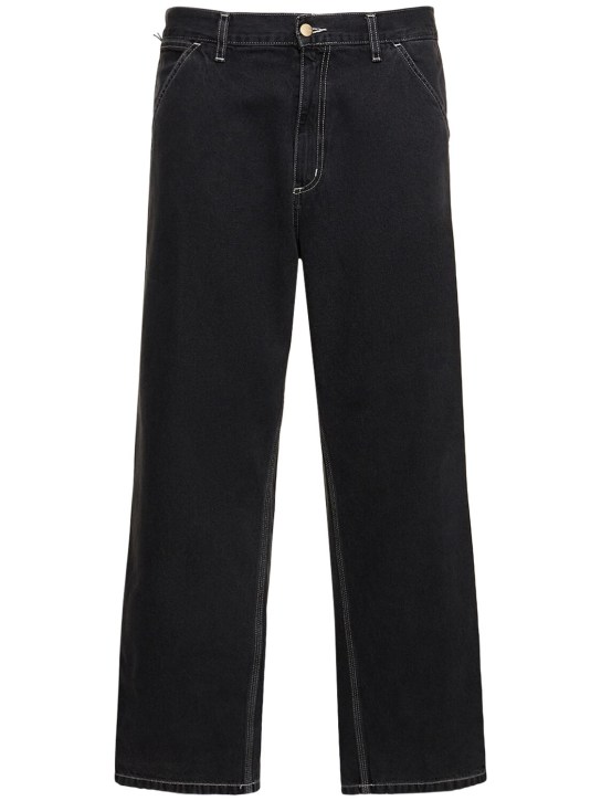 Carhartt WIP: Pantalon en coton délavé Simple - Black Stone - men_0 | Luisa Via Roma
