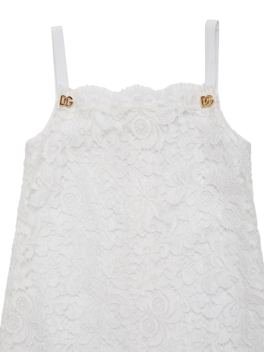 Dolce&Gabbana: Robe en dentelle de coton mélangé - Blanc - kids-girls_1 | Luisa Via Roma