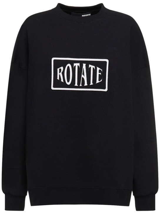 Rotate: Logo crewneck cotton sweatshirt - Black - women_0 | Luisa Via Roma