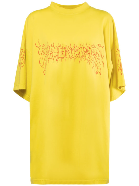 Balenciaga: T-Shirt aus Baumwolle „Darkwave“ - Gelb/Rot - women_0 | Luisa Via Roma