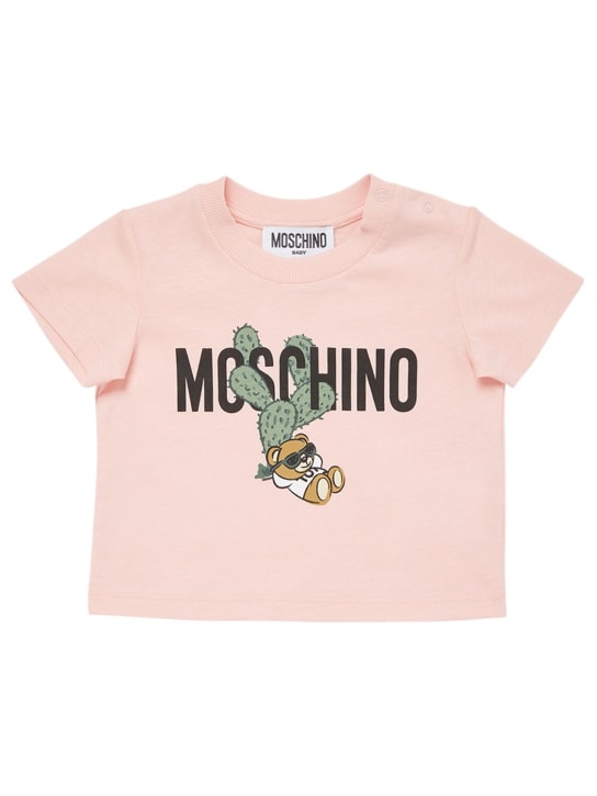 Moschino: コットンジャージーTシャツ - ピンク - kids-girls_0 | Luisa Via Roma