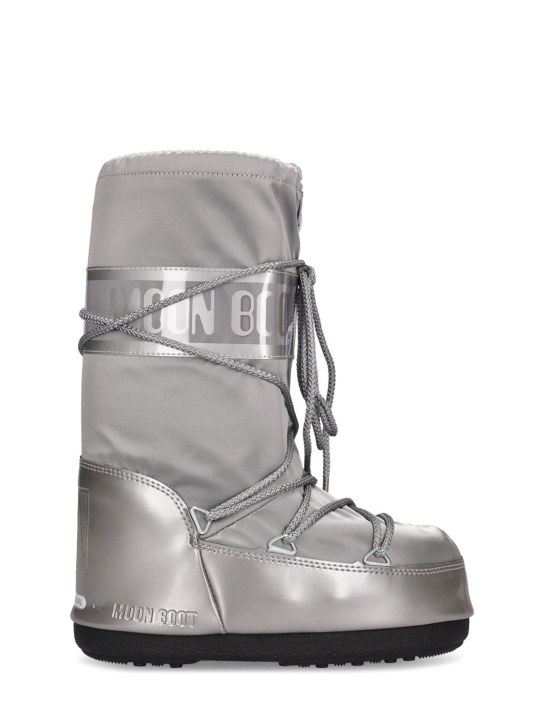 Moon Boot: Icon tall nylon snow boots - Silver - kids-boys_0 | Luisa Via Roma