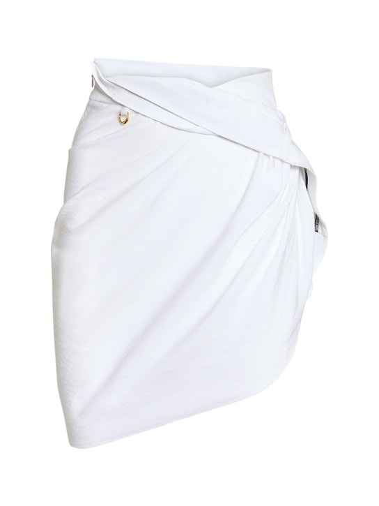 Jacquemus: La Jupe Saudade satin mini wrap skirt - Beyaz - women_0 | Luisa Via Roma