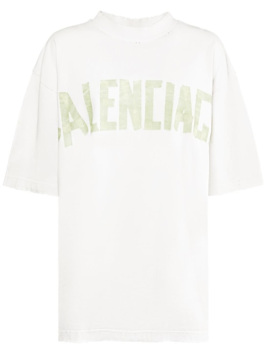 Balenciaga: Tape type vintage cotton t-shirt - White - women_0 | Luisa Via Roma
