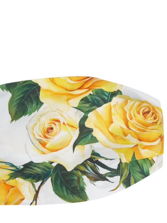 Dolce&Gabbana: Flower printed cotton headband - Beyaz/Sarı - kids-girls_1 | Luisa Via Roma