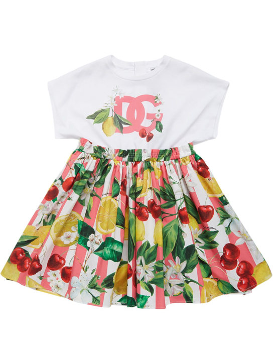 Dolce&Gabbana: Vestido de algodón estampado - Multicolor - kids-girls_0 | Luisa Via Roma