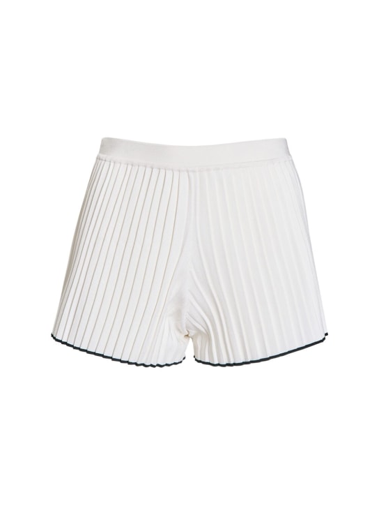 Jacquemus: Le Short Maille Plissé knit mini shorts - White/Black - women_0 | Luisa Via Roma