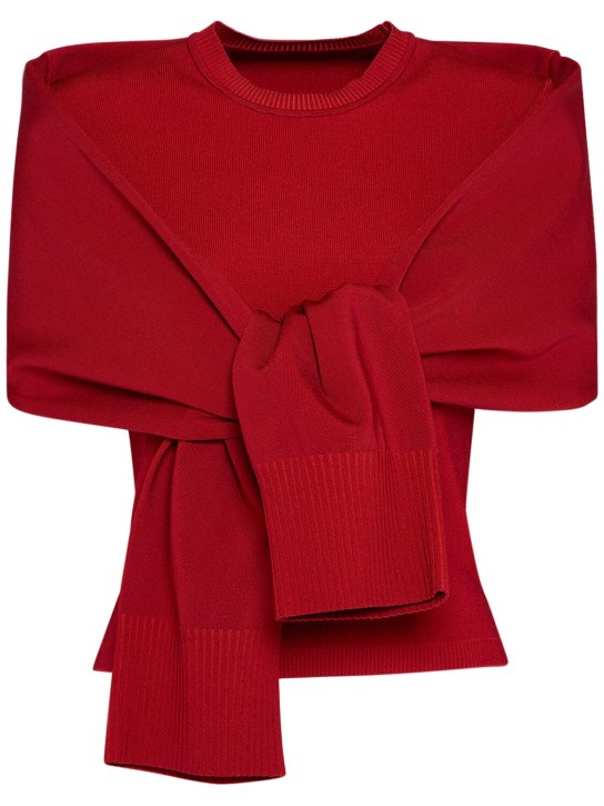 Jacquemus: Le Haut Rica平纹针织T恤 - 红色 - women_0 | Luisa Via Roma