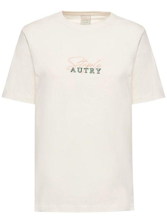Autry: T-shirt en coton Staple - Blanc - women_0 | Luisa Via Roma