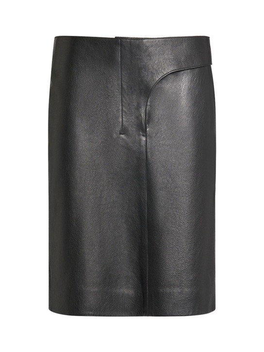 Jacquemus: La Jupe Obra Cuir leather pencil skirt - Siyah - women_0 | Luisa Via Roma