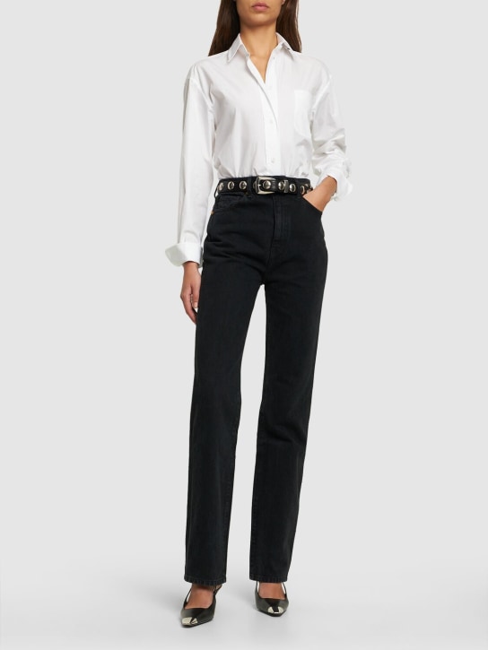 Khaite: Jeans rectos con cintura alta - Negro - women_1 | Luisa Via Roma