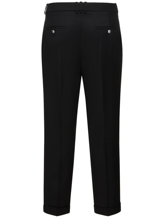 Balmain: Straight tailored wool pants - Black - men_4 | Luisa Via Roma