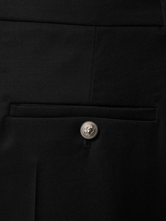 Balmain: Straight tailored wool pants - Black - men_3 | Luisa Via Roma