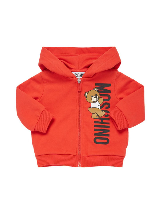 Moschino: Cotton zip sweatshirt & sweatpants - Red - kids-boys_1 | Luisa Via Roma