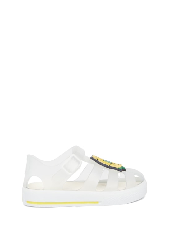Dolce&Gabbana: Logo Flower jelly sandals - Şeffaf - kids-girls_0 | Luisa Via Roma